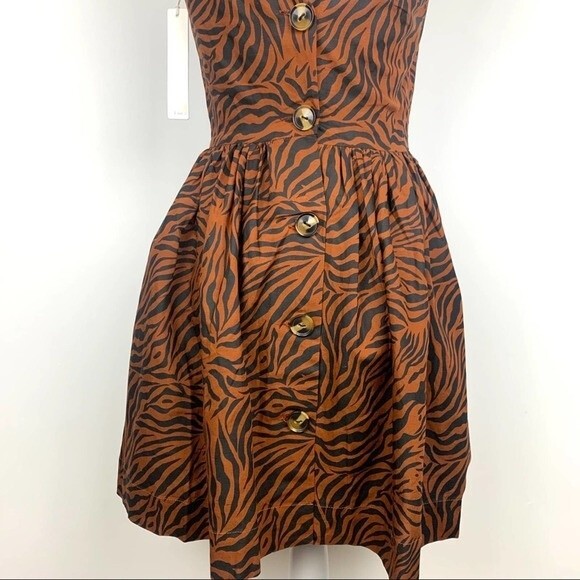 Line & Dot Mini Sleeveless Dress Size XS Tiger Print Button Up Open Back NEW - Picture 11 of 12
